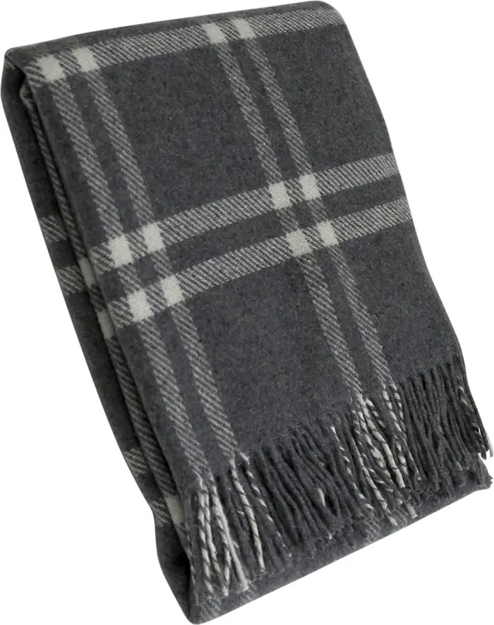 H2 HOME COLLECTION Metro Max Plaid Fringe Trim Wool Blend Throw Blanket | Nordstromrack | Nordstrom Rack