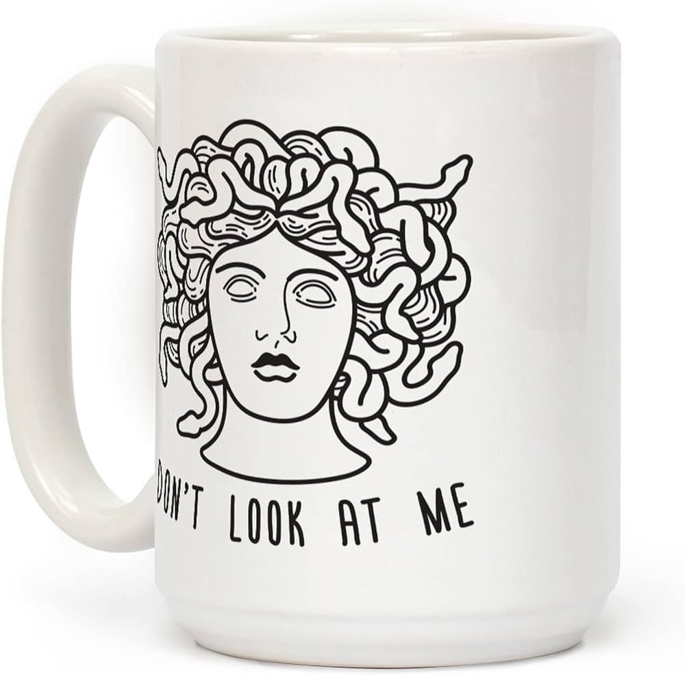 LookHUMAN Don't Look At Me Medusa White 15 Ounce Ceramic Coffee Mug | Amazon (US)