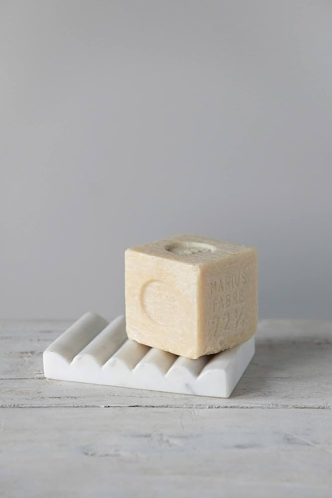 Creative Co-Op Contemporary Carved Marble Bathrooms Soap Dish, White | Amazon (US)