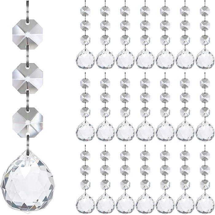 Jishi 30pk Christmas Crystal Ball Prism Ornaments for Christmas Tree Decorations, Hanging Clear P... | Amazon (US)