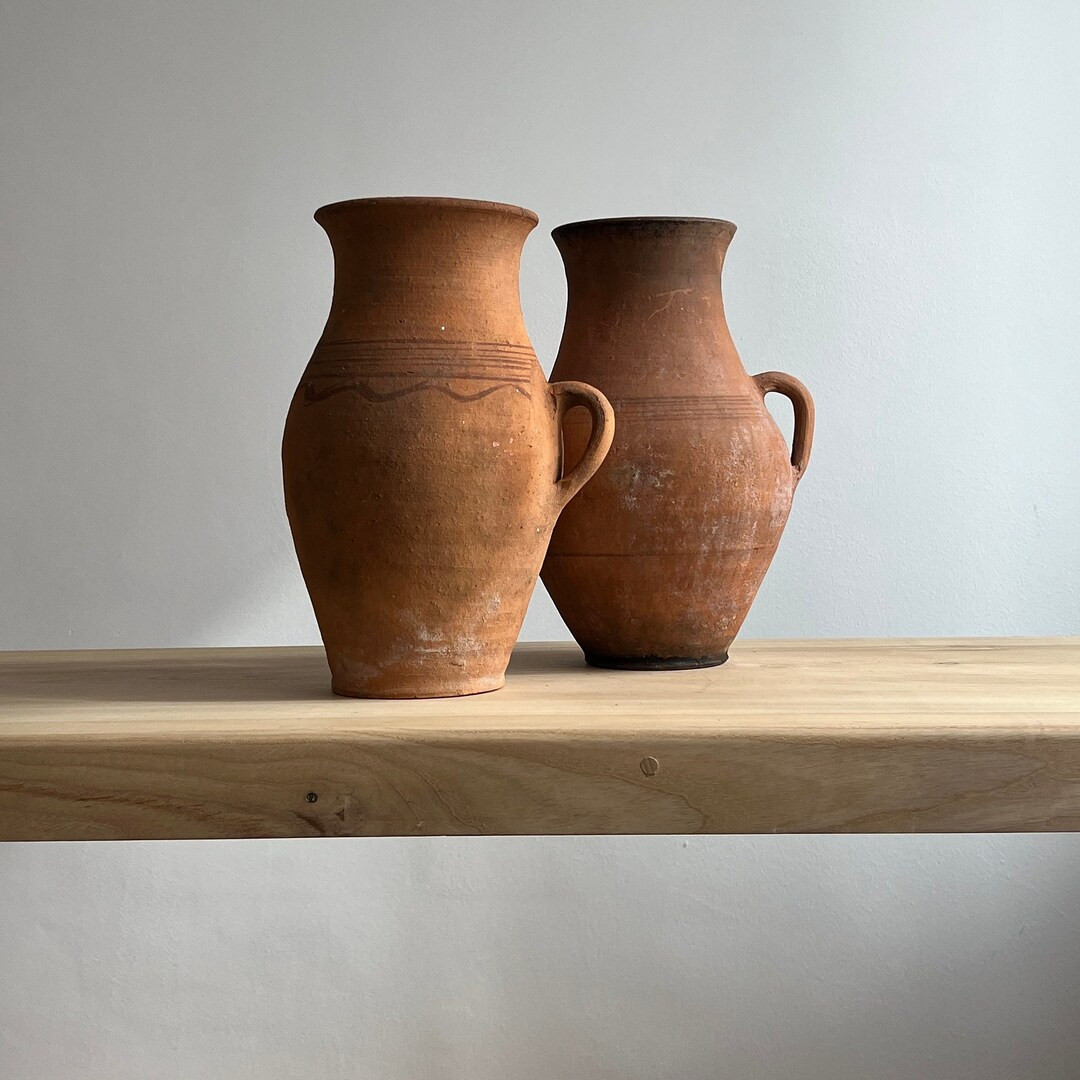 Antique Terracotta Vase, Terracotta Vases With Handle, Vintage Floral Vase, Terracotta Vases for ... | Etsy (US)