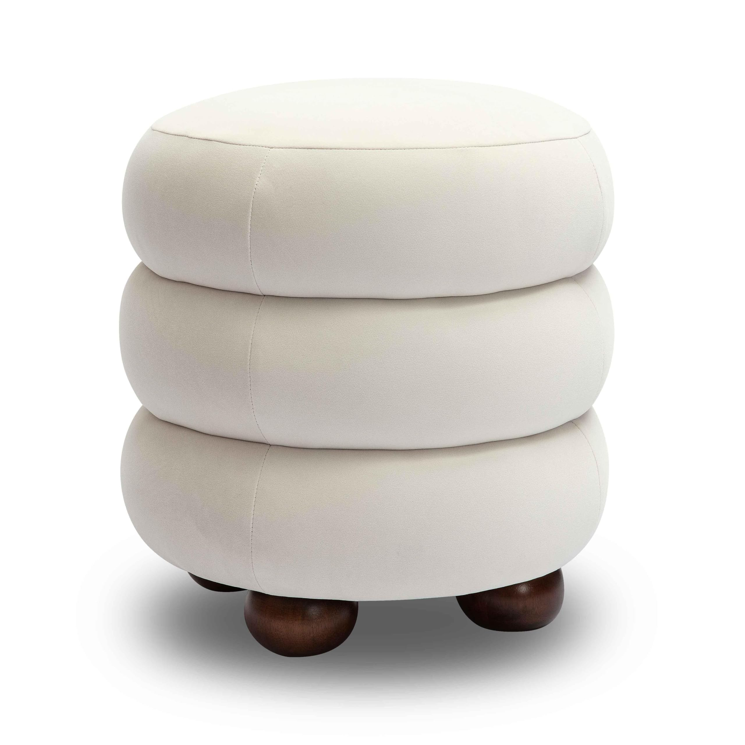 Tov Furniture Stefanie Velvet Ottoman (Cream) | Amazon (US)