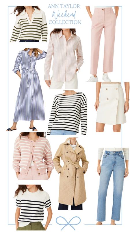 New classic style spring finds from Ann Taylor! AT just launched their new collection called “Weekend” which has so many adorable pieces for spring! Classic timeless everyday style striped trench coat light wash jeans pastels 

#LTKstyletip #LTKSeasonal