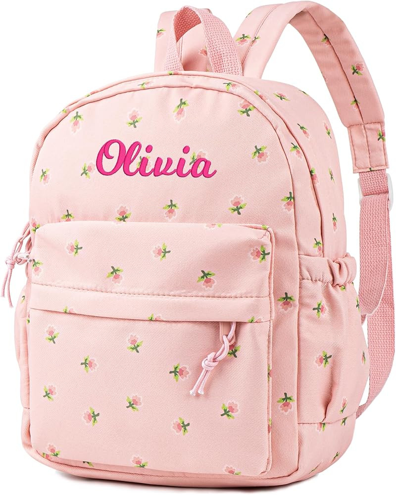 Floral Toddler Backpack Personalized Daycare Backpack Nylon Girls Backpack with Flower Custom Bac... | Amazon (US)