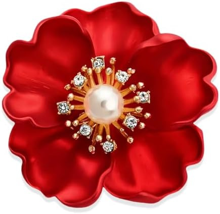 Red Rose Brooch for Women - Elegant Costume Jewelry Pin for Dresses, Hats & Scarves | Amazon (US)