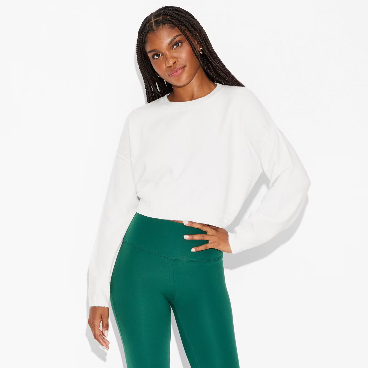 Women's Crewneck Value Pullover Sweater - Wild Fable™ Off-White 1X | Target