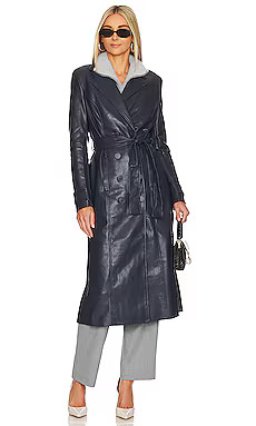 Bardot Vegan Leather Trench Coat in Navy from Revolve.com | Revolve Clothing (Global)
