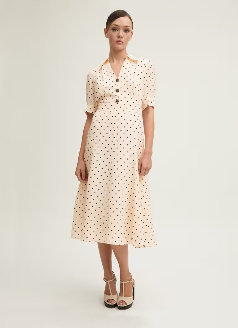 Sophie Birch & Black Polka Dot Print Collared Dress | L.K. Bennett (UK)