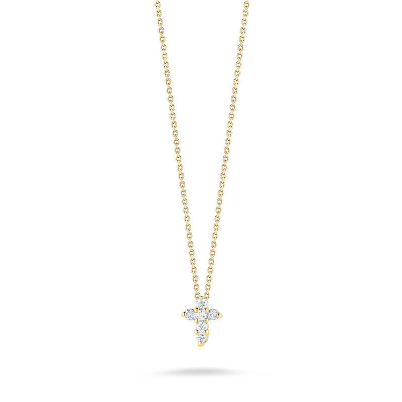 Roberto Coin Tiny Treasures Diamond Baby Cross Necklace 18K Yellow Gold | Ben Bridge Jeweler