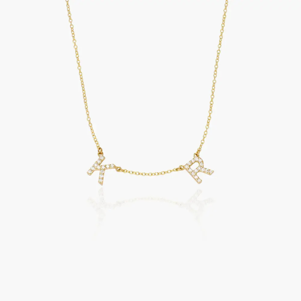 Zoe Initial Necklace with Diamonds - 14K Solid Gold | Oak & Luna (US)