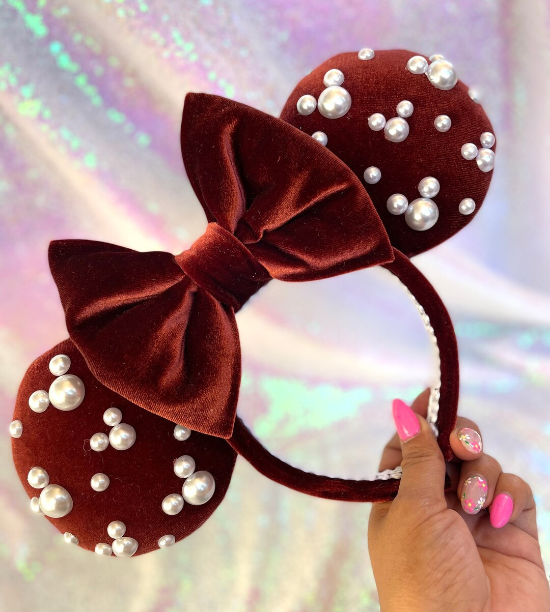 Velvet Pearl Minnie Ears/ Cinnamon - Etsy | Etsy (US)