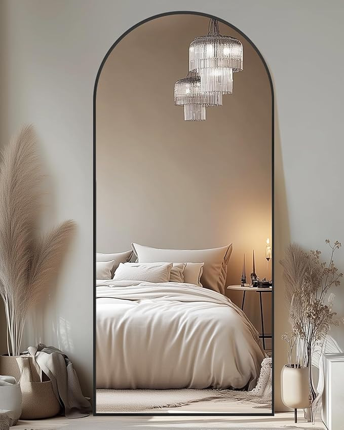 Floor Mirror, 71"×32" Full Length Mirror with Stand for Bedroom Living Room, Black | Amazon (US)