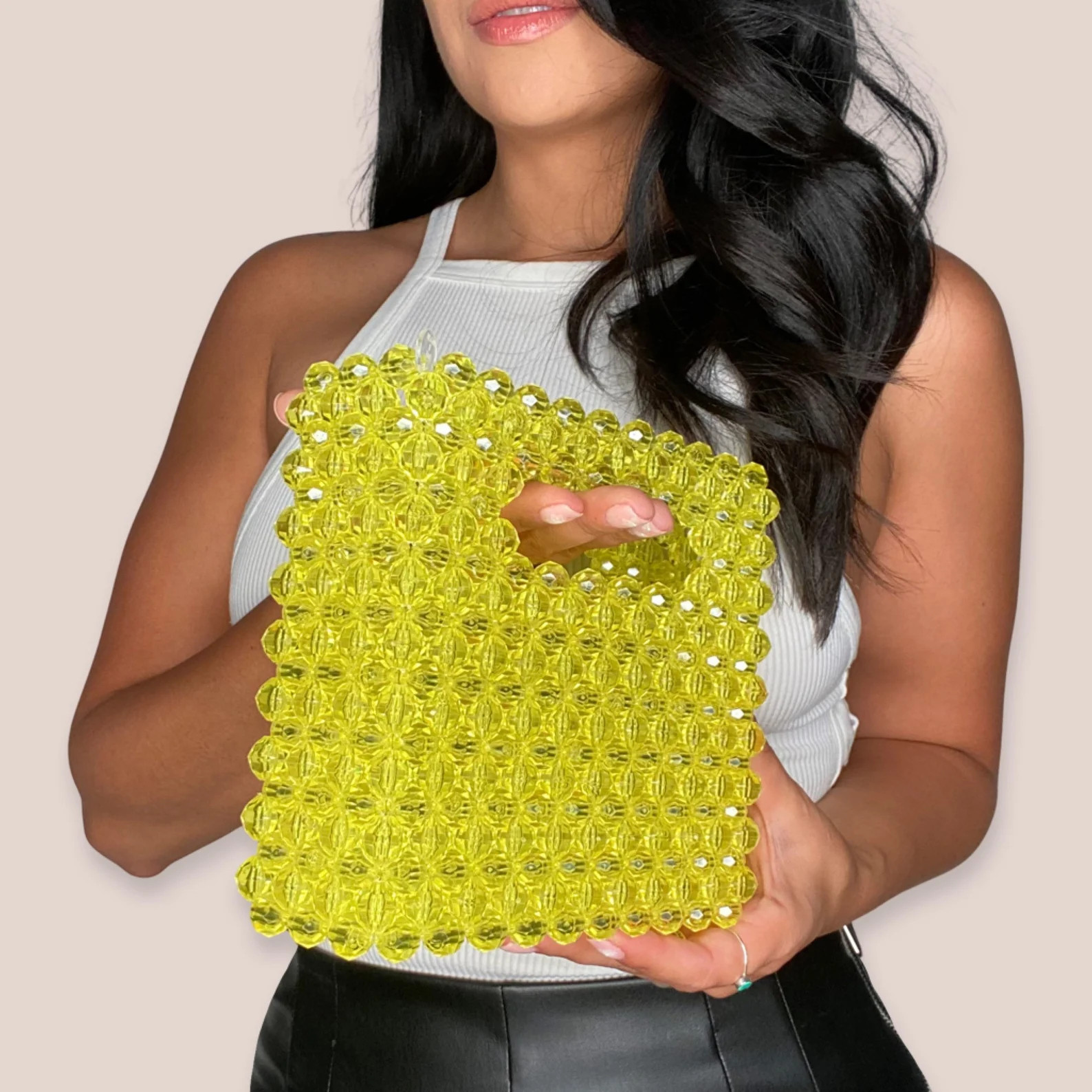 The Cha Mini Beaded Bag in Yellow - Etsy | Etsy (Global)
