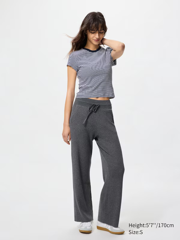 Washable Knit Ribbed Trousers | Uniqlo BE