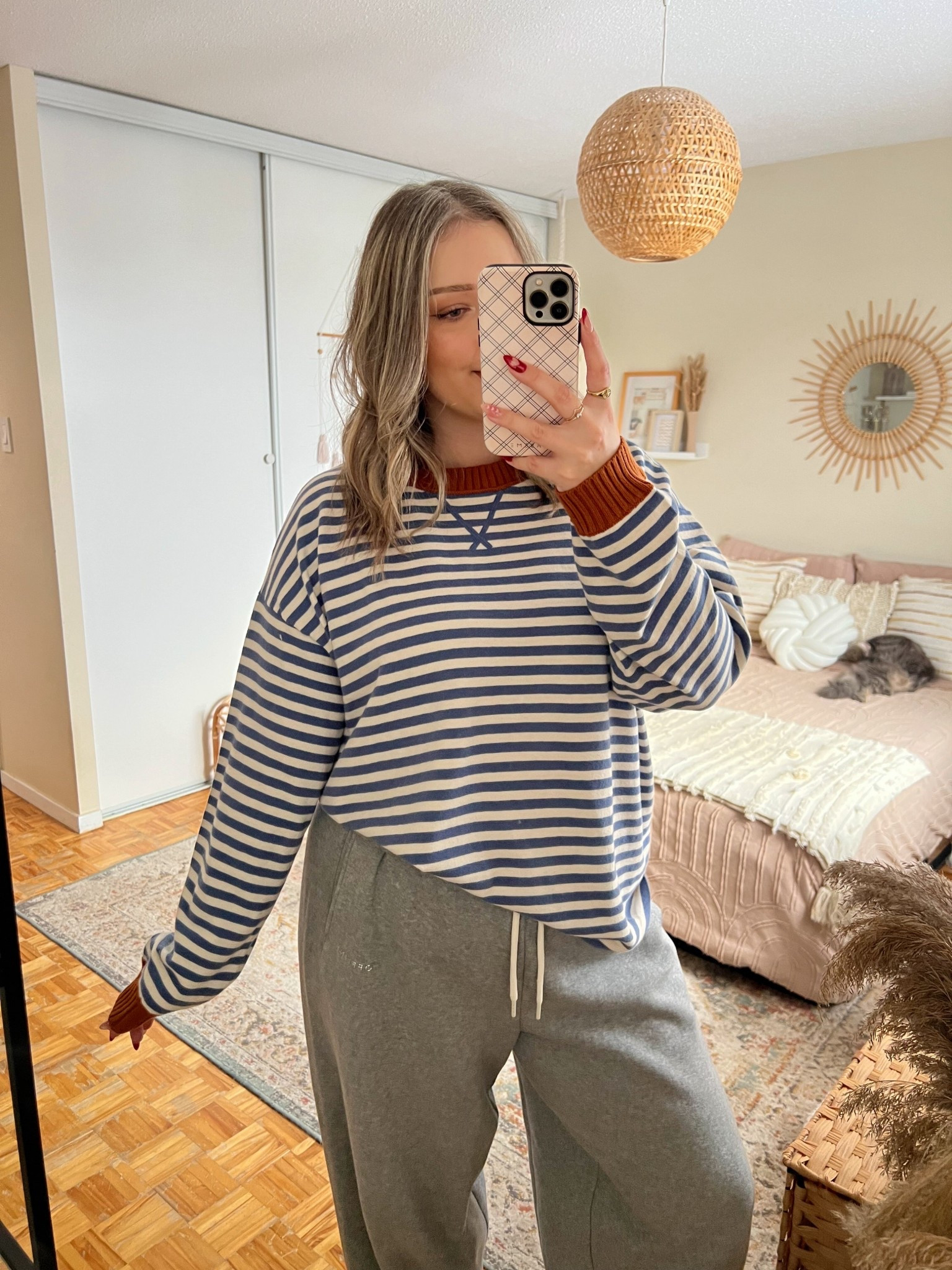 Comfy outfit from aerie! Wearing my usual size L in the striped sweater and baggy jogger sweatpants.

#LTKwinter #LTKstyletip #LTKmidsize