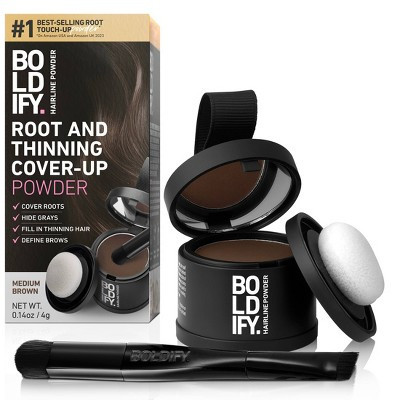 BOLDIFY Root Touch Up Powder with Brush, Covers Thinning Hair & Grays, Water-Resistant - Medium Brown | Target