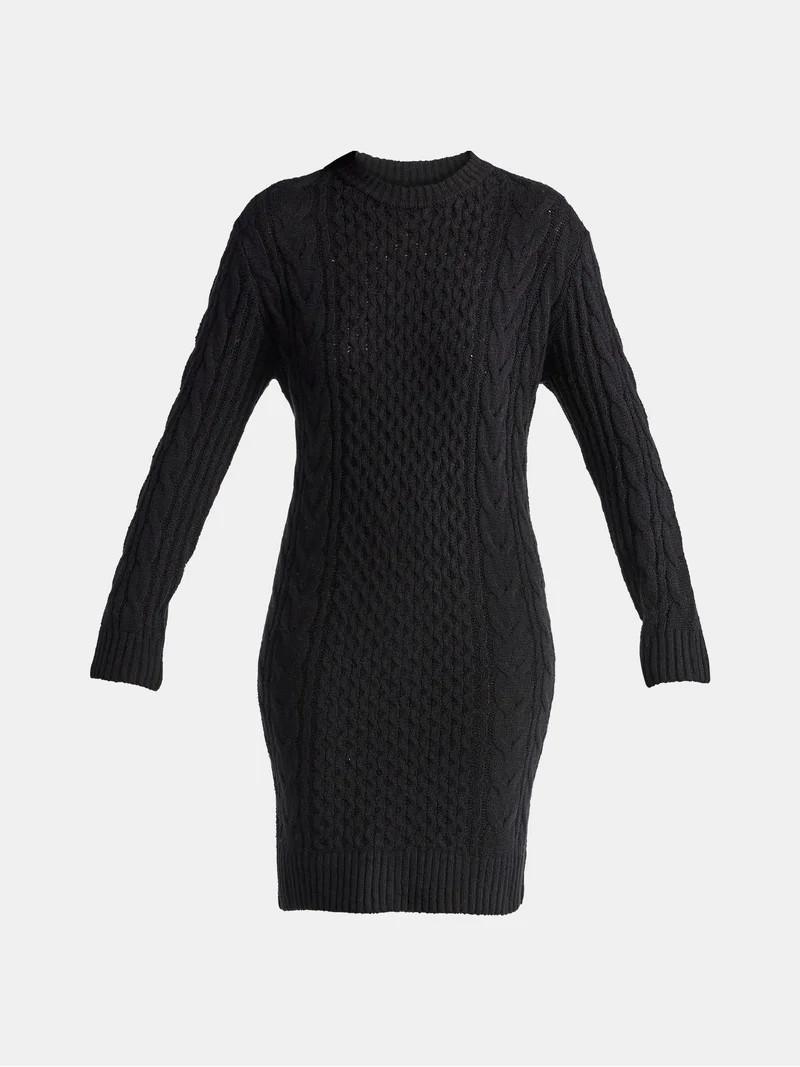 Time and Tru Women's Cable Knit Sweater Dress, Sizes XS-XXL | Walmart (US)