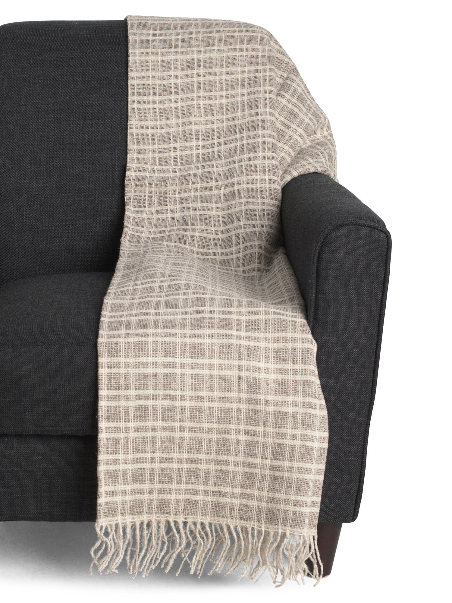 Linen Blend Taupe Throw | TJ Maxx