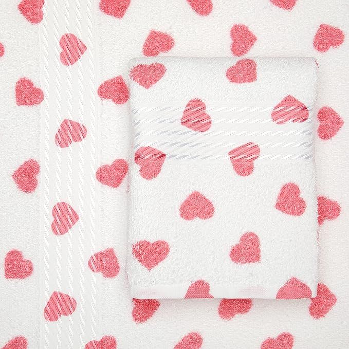 Cackleberry Home Hearts All Over Bathroom Cotton Terry Hand Towels 20 W x 30 L Inches, Set of 2 (... | Amazon (US)
