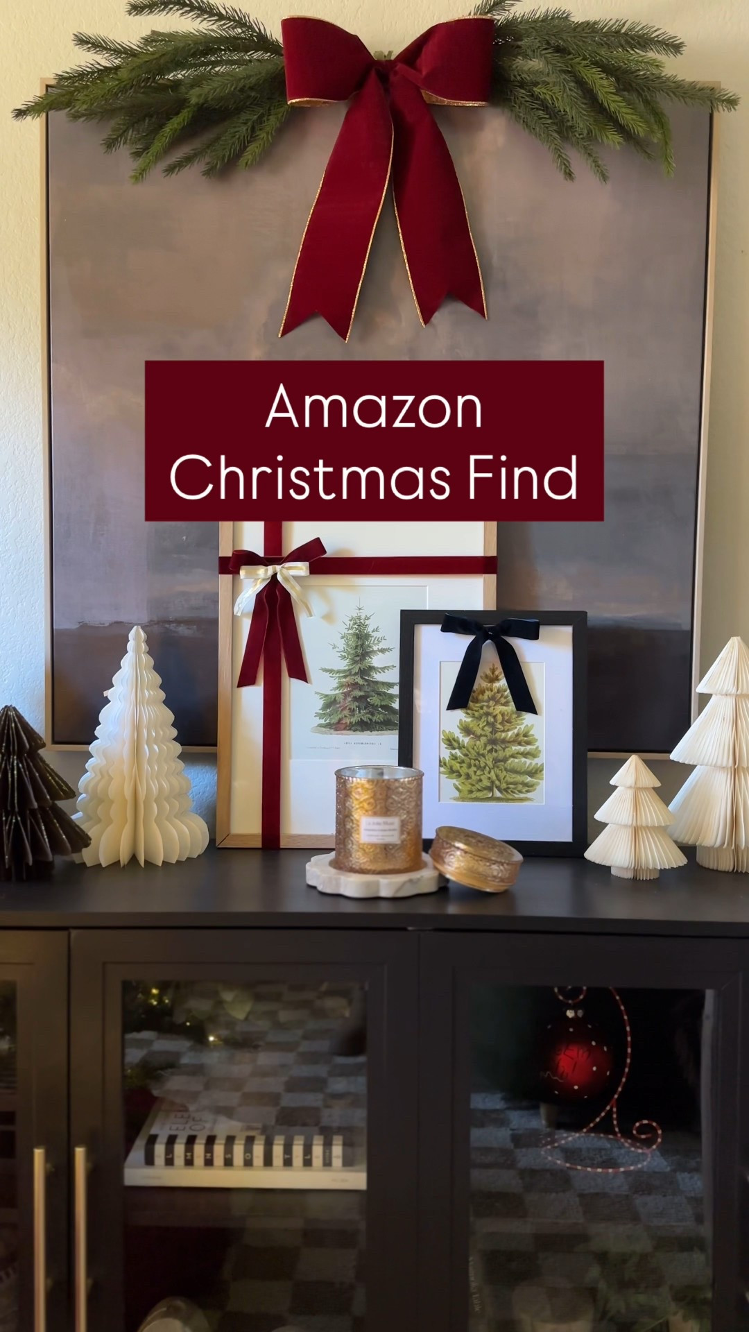Christmas Art! 🎄♥️
 
I took these four Christmas tree art prints from @amazonhome and turned them into REAL art! 😉🖼️♥️🎄

This affordable Christmas find is a total game changer! By placing the art prints into beautiful frames with bows add all the Christmas vibes! 🎄🫶🏼♥️