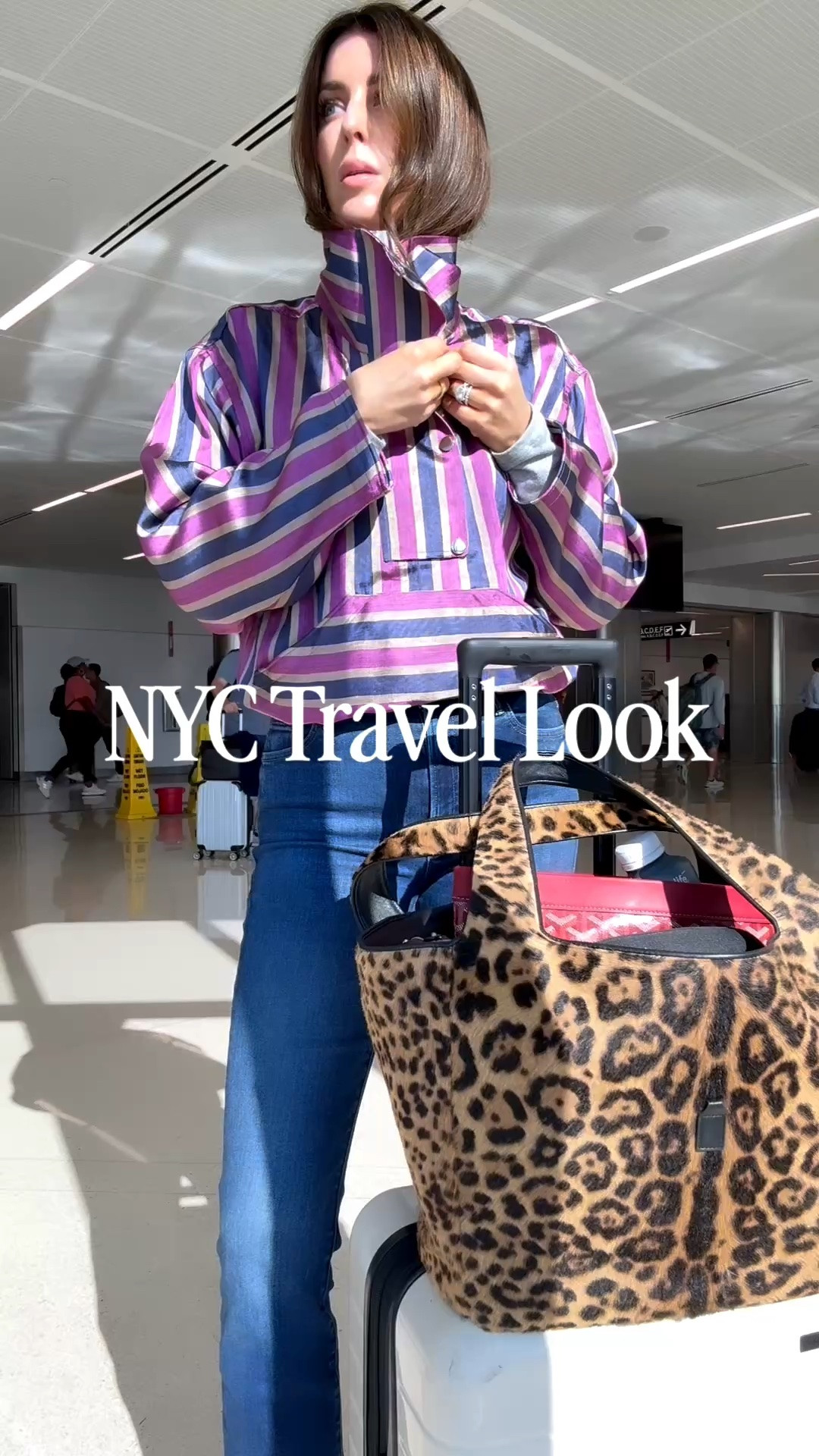 Traveling again and thankfully I found my new favorite pullover just in time for NY. The stripe, the color combo and that collar—it’s one of those easy pieces that makes the whole outfit feel pulled together but more importantly - interesting! . I paired it with my tried-and-true MOTHER denim, and I am wearing my standard 26. Add in a favorite Chanel flats and, of course, a pop of leopard with my tote. I have zero regrets about investing in this bag—it has become one of my absolute favorite travel pieces and I use it constantly. I linked this year’s version plus a really beautiful option from Reformation, and I found the Chanel flats in a few sizes along with a great similar pair from Tony Bianco! 

 #LTKOver40 #LTKTall #LTKTravel
