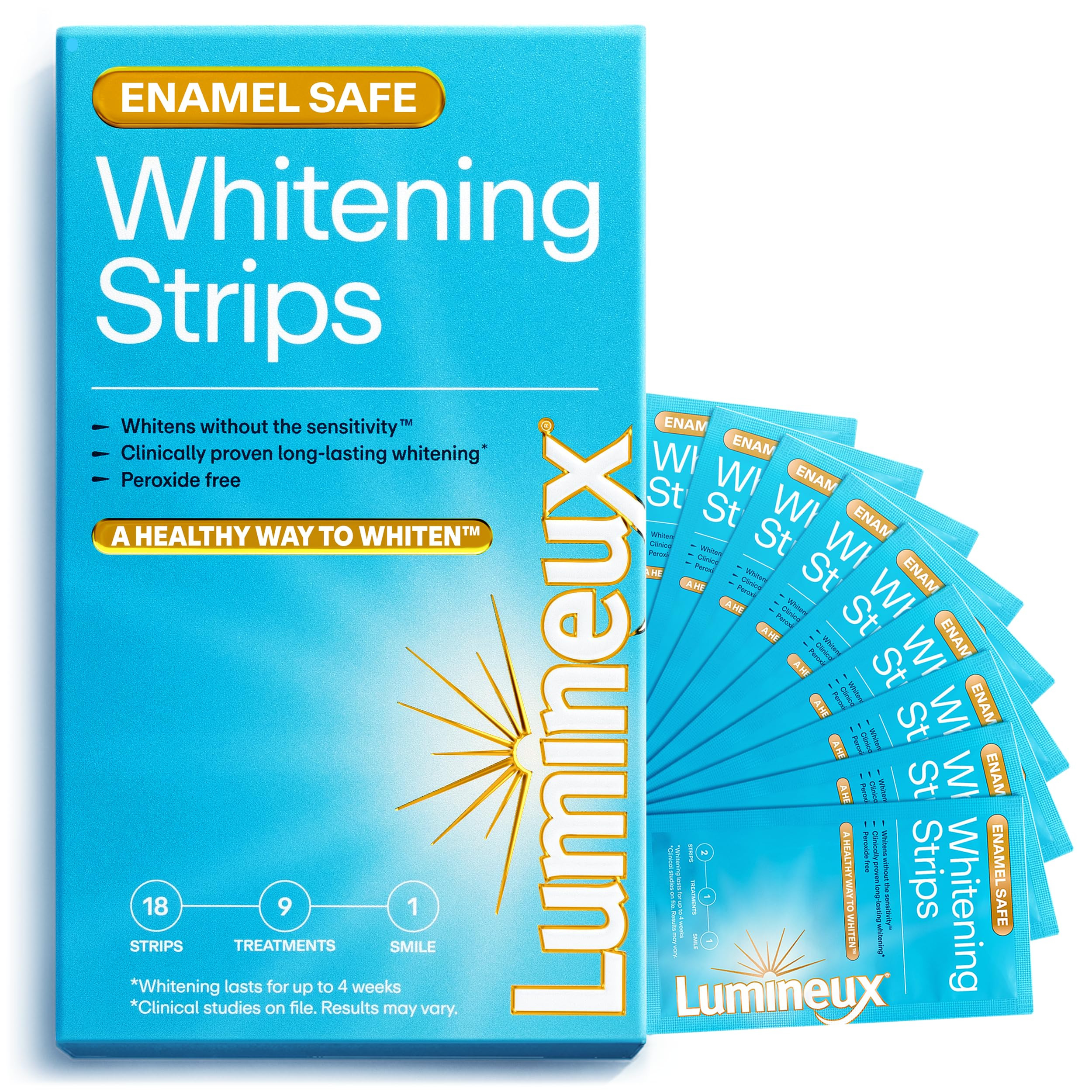 Lumineux Teeth Whitening Strips Kit - 9 Treatments (1 Month) - Peroxide Free - Enamel Safe for Wh... | Amazon (US)