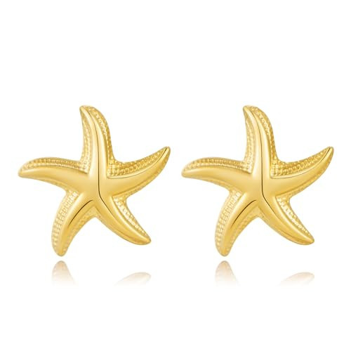 GREICHFAN Gold Starfish Earrings for Women Textured Sea Star Stud Earring Ocean Summer Beach Jewelry | Amazon (US)