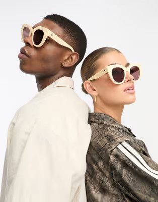 Le Specs limited edition air heart festival sunglasses in ivory | ASOS (Global)