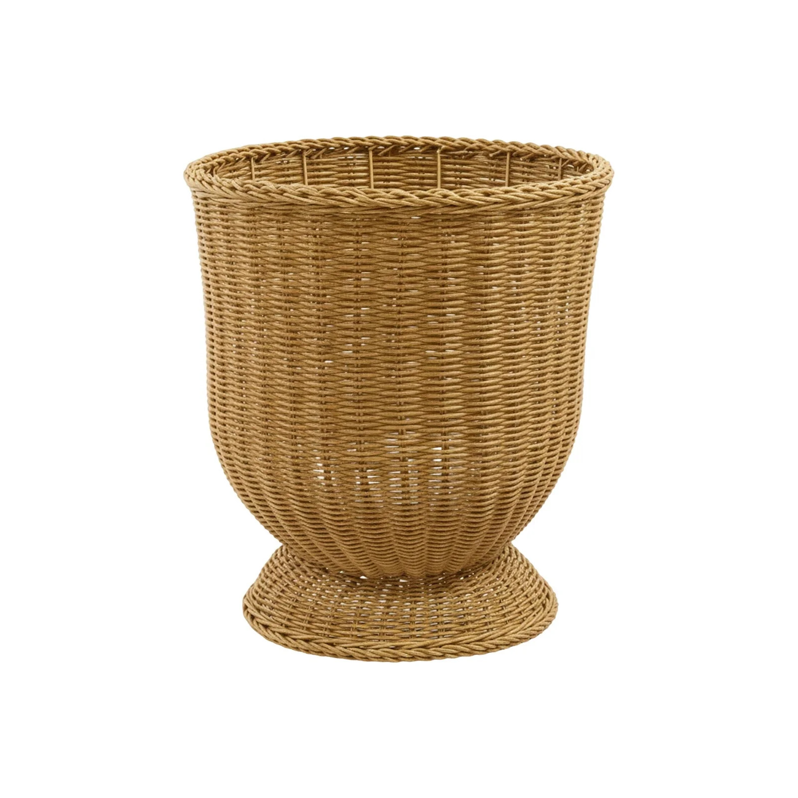 Yanxiao 15.7" Wicker Pedestal Planter, Beige Handwoven Synthetic Rattan Plant Pot, Indoor Outdoor... | Walmart (US)