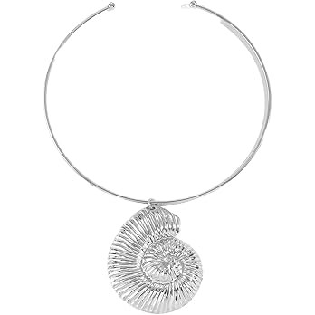 Amazon.com: LITRENDY Silver Conch Shell Open Collar Necklace for Women, Marine Sea Witch Shell Pe... | Amazon (US)