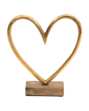 9in Metal And Wood Heart Decor | TJ Maxx