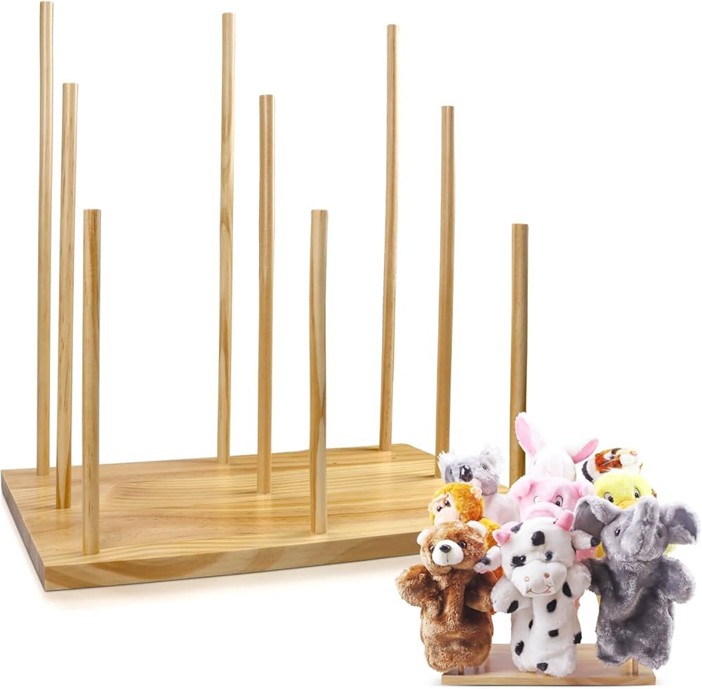Wooden Puppet Stand, Education Wooden Puppet Tree Store and Display Doll Holder, Anti Crush Stora... | Amazon (US)
