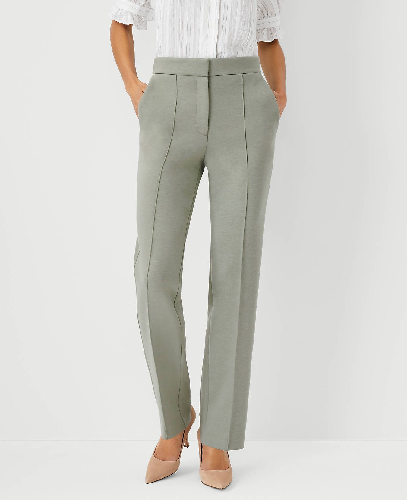 The Petite High Rise Straight Pant in Double Knit | Ann Taylor | Ann Taylor (US)