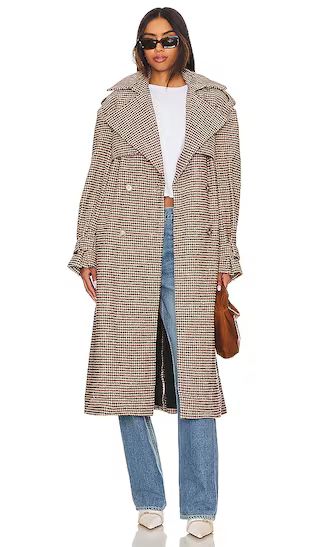 Oversized Check Trench in Burgundy Check | Revolve Clothing (Global)