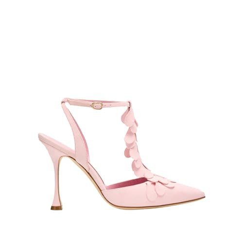 NSZPD Women's Pink Petals Slingback Heels Stiletto Closed Pointed Toe Ankle Strap Buckle Pumps, Bridal Evening Party Shoes with 3.5 Inch Heel | Amazon (US)