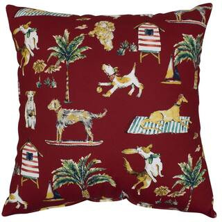 Summer Dogs Chili Square Outdoor Throw Pillow | The Home Depot