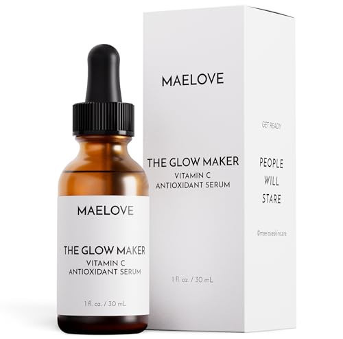 MAELOVE Glow Maker Vitamin C Serum with Vitamin E, Ferulic Acid & Hyaluronic Acid, Award-Winning Brightening and Hydrating Facial Serum, Unscented, 1.0 fl oz | Amazon (US)
