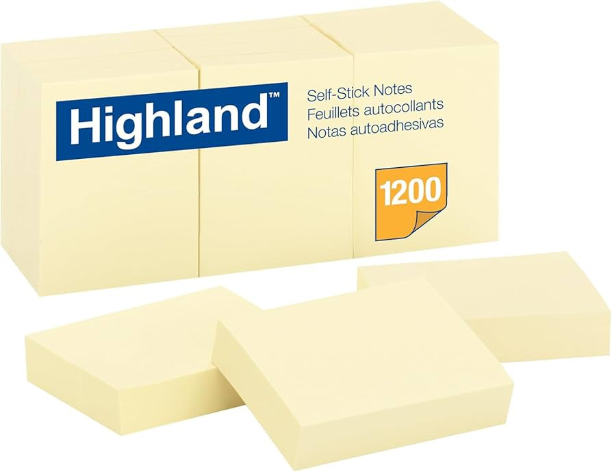 Highland Sticky Notes, 1.5 x 2 Inches, Yellow, 12 Pack (6539) | Amazon (US)