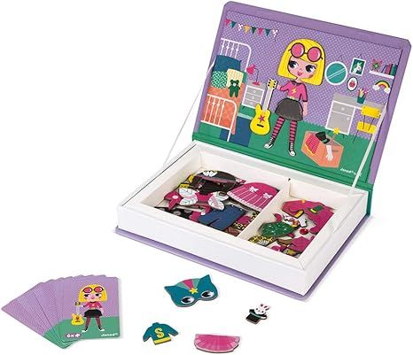 Janod MagnetiBook 55 pc Magnetic Girl Costumes Dress Up Game for Imagination Play - Book Shaped T... | Amazon (US)