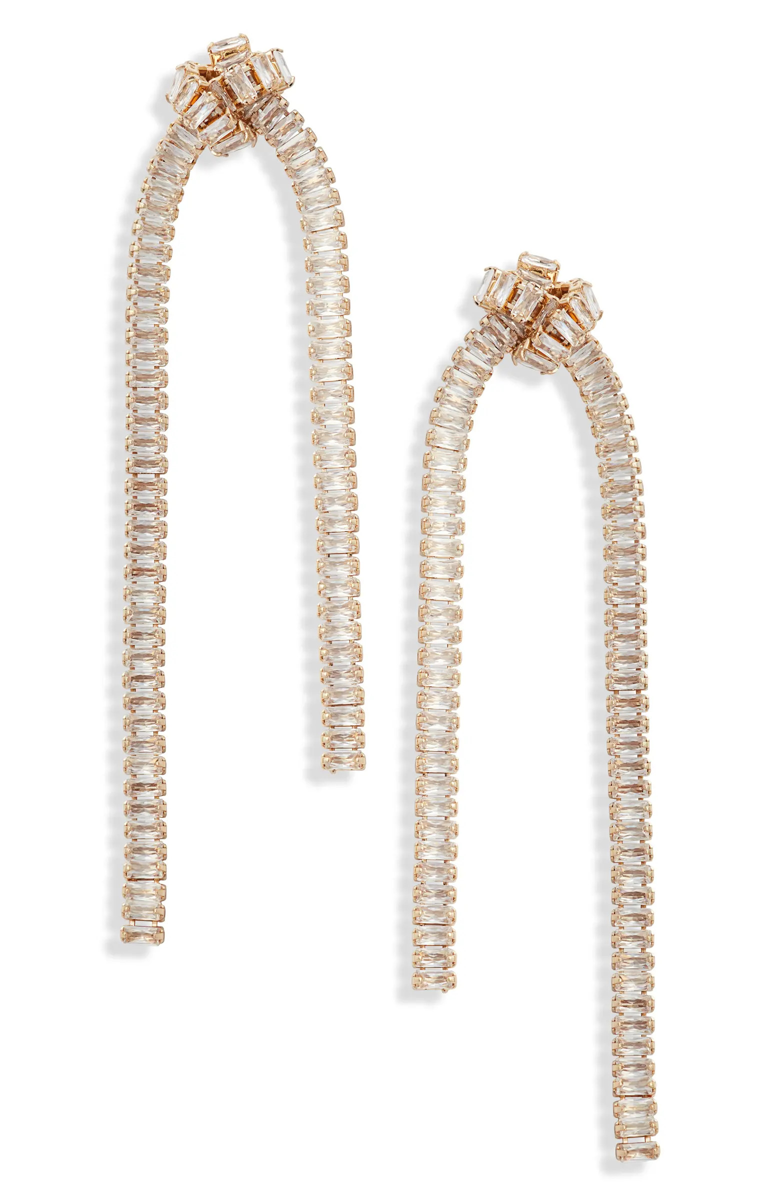 Cubic Zirconia Baguette Knot Linear Earrings | Nordstrom