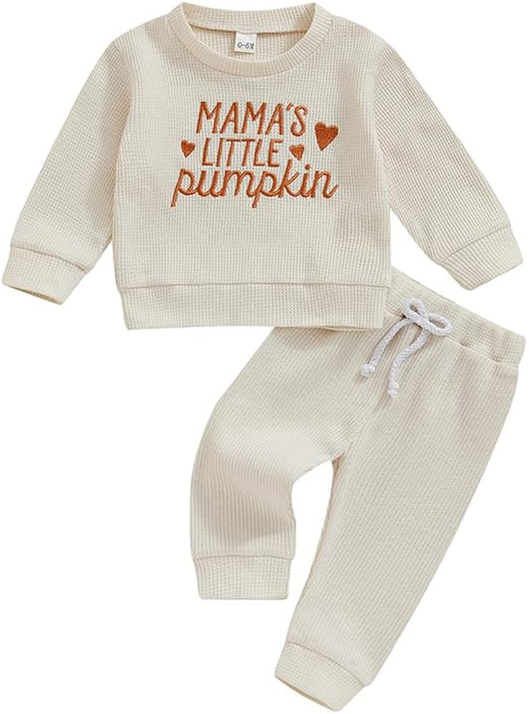 Toddler Baby Boy Halloween Outfit Long Sleeve Ghost/Pumpkin Sweatshirt Tops Elastic Pants 2PCS Fa... | Amazon (US)