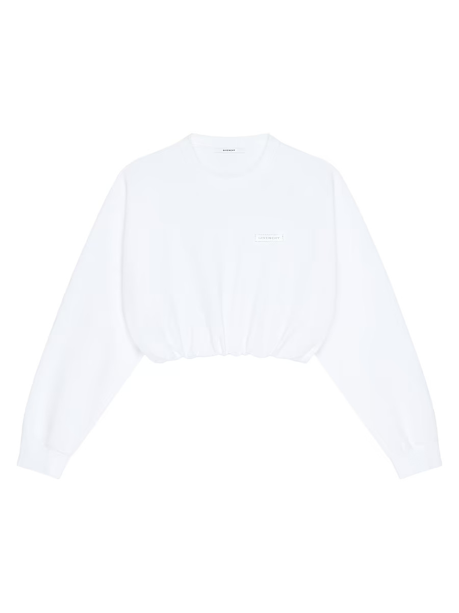 Women's Cropped Sweatshirt in Fleece - White - Size XS | Saks Fifth Avenue