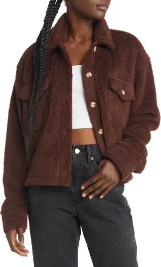 Crop Fleece Shirt Jacket | Nordstrom
