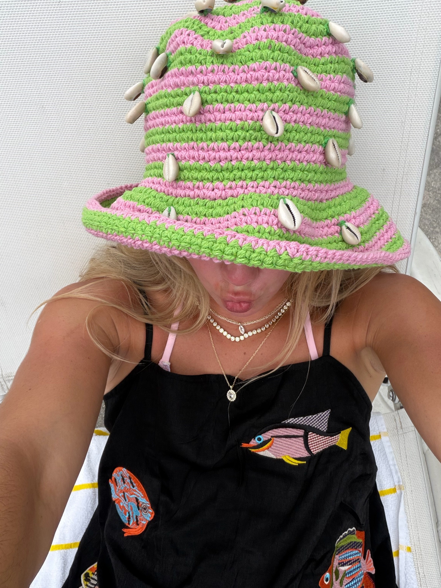 My pool day outfit! The hat is so fun with the shells and crochet fabric @freepeople. I paired it with my edikted pink frilly bikini and amazon fish embroidered dress. My flip flops @crocs

#LTKootd #LTKSwim #LTKTravel