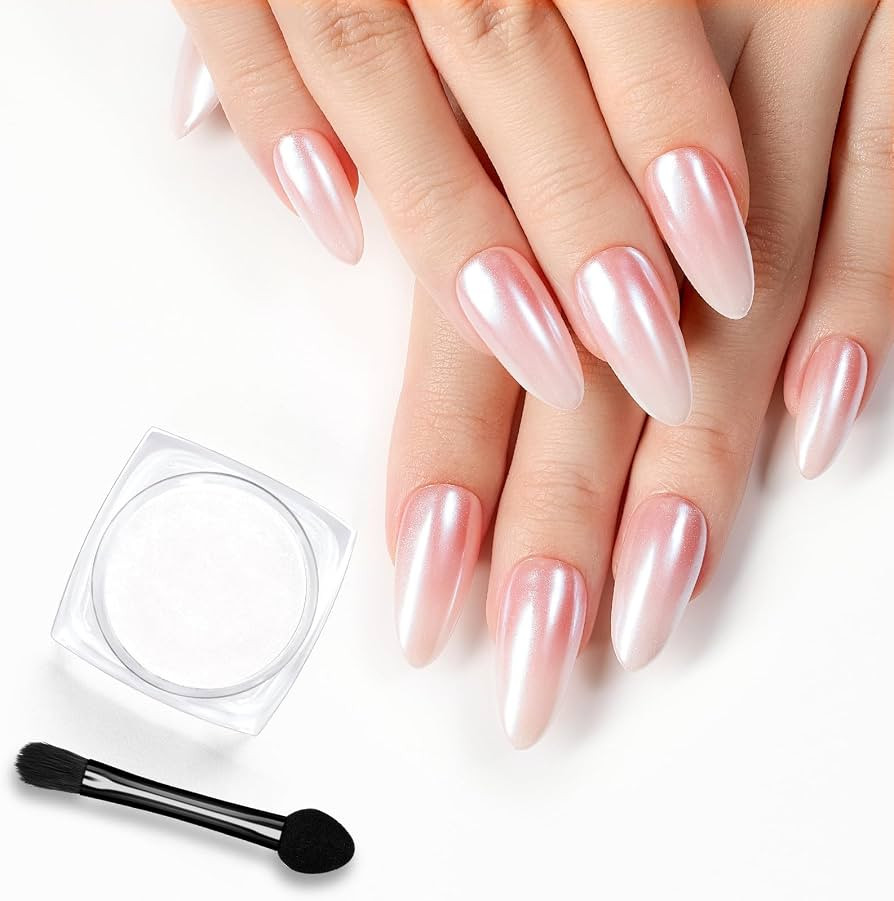 beetles Gel Polish White Chrome Nail Powder for Gel Nails, Pearl Nail Powder Mirror Effect Nail G... | Amazon (US)