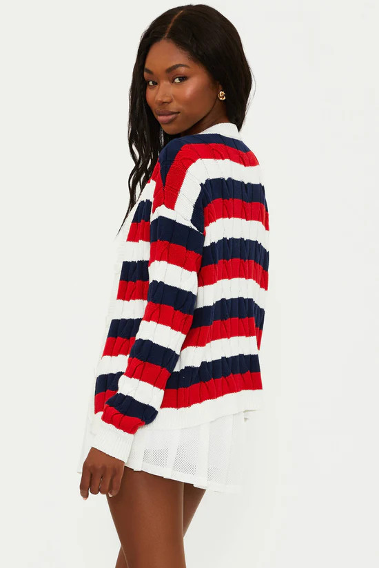 Sherry Cardigan Cherry Indigo Stripes | Women's Cardigan Sweater | Beach Riot | Beach Riot