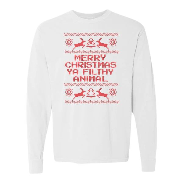 Monogrammed 'Merry Christmas Ya Filthy Animal' Long Sleeve T-Shirt | United Monograms