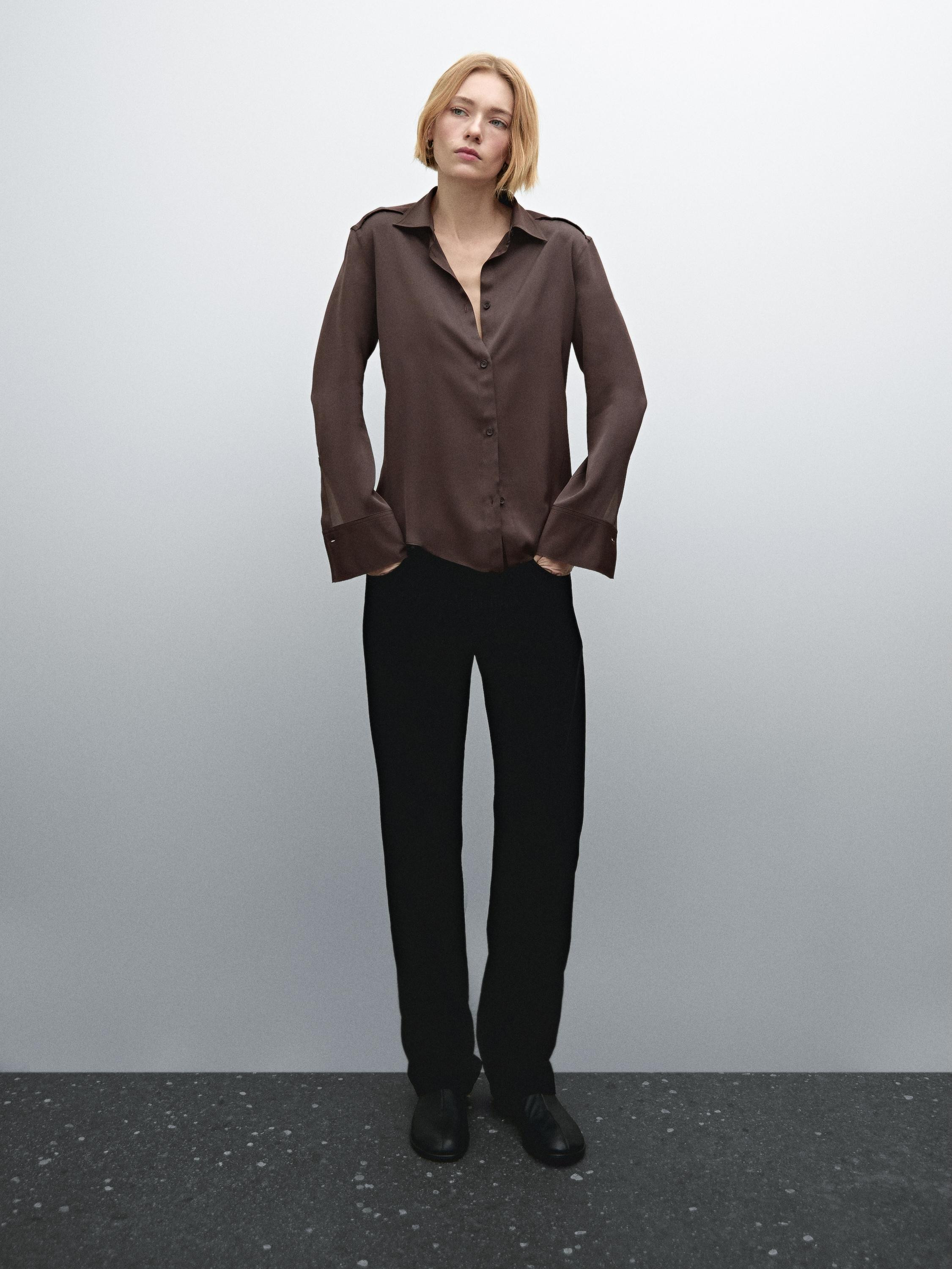 Flowing satin shirt | Massimo Dutti UK