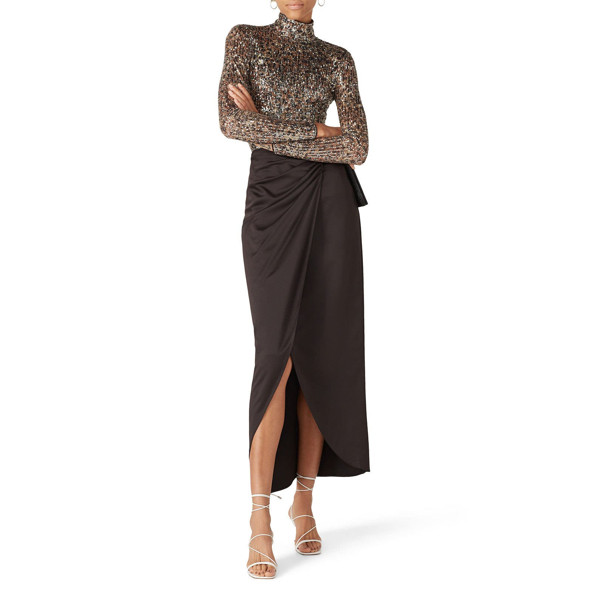 Jonathan Simkhai Greta Sequin Turtleneck brown-print | Rent the Runway