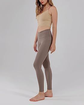 ODODOS Women's Cross Waist Yoga Leggings with Inner Pocket, Sports Gym Workout Running Pants -Ins... | Amazon (US)